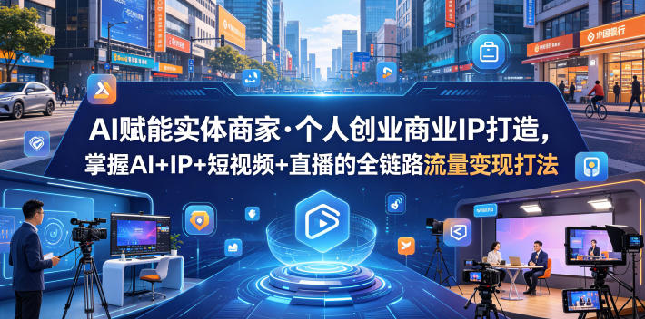 AI赋能实体商家·个人创业商业IP打造，掌握AI+IP+短视频+直播的全链路流量变现打法-一人公司创业项目 - 淘金吧