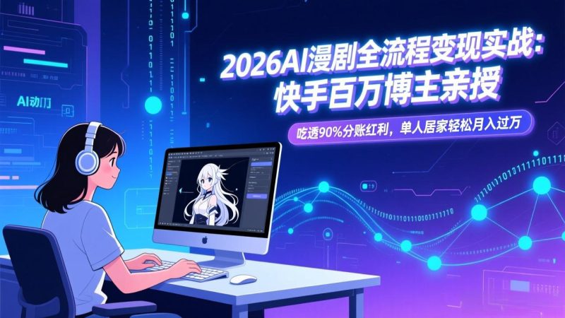 2026AI漫剧全流程变现实战：快手百万博主亲授，吃透90%分账红利，单人居家轻松月入过万-一人公司创业项目 - 淘金吧