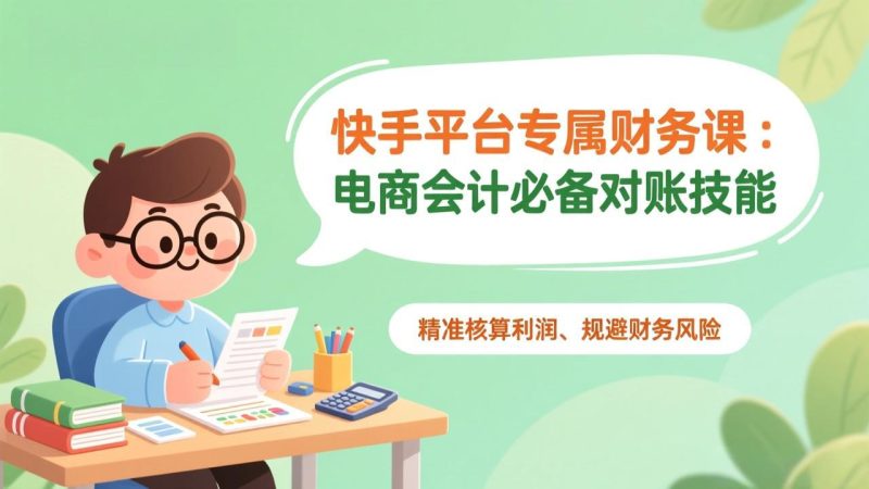 快手平台专属财务课：电商会计必备对账技能，精准核算利润、规避财务风险-一人公司创业项目 - 淘金吧