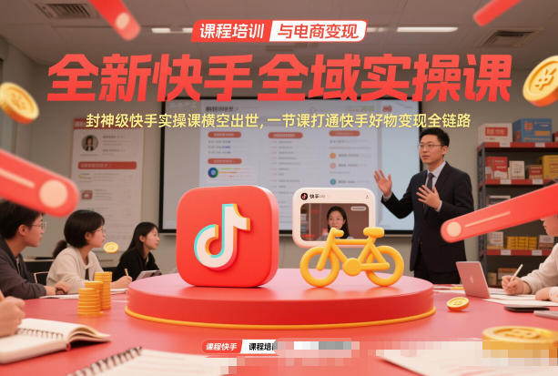 全新快手全域实操课，封神级快手实操课横空出世，一节课打通快手好物变现全链路-一人公司创业项目 - 淘金吧