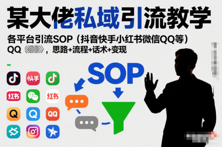某大佬私域引流教学，各平台引流SOP(抖音快手小红书微信QQ等)，思路+流程+话术+变现-一人公司创业项目 - 淘金吧