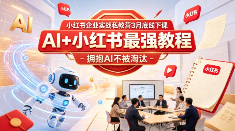 小红书企业实战私教营3月底线下课，AI+小红书最强教程，拥抱AI不被淘汰-一人公司创业项目 - 淘金吧