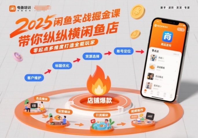 2025闲鱼实战掘金课，带你纵横闲鱼店，零起点多维度打造全能玩家-一人公司创业项目 - 淘金吧