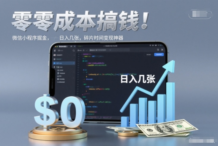 零成本搞钱，微信小程序掘金，简单易操作，日入几张，碎片时间变现神器【揭秘】-一人公司创业项目 - 淘金吧