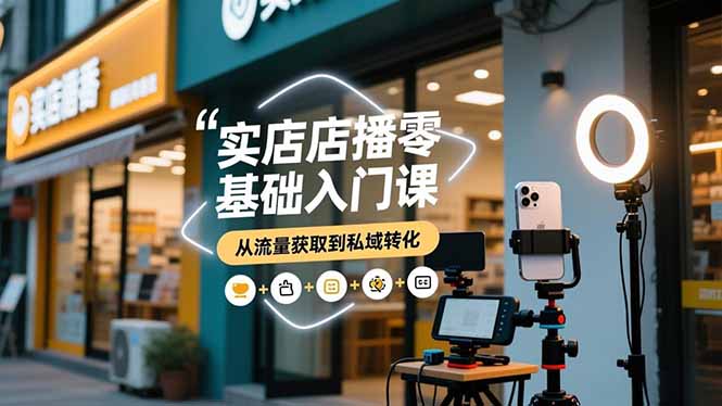 实体店播零基础入门课，实体店+短视频+直播+微信生态+私域社群，从流量获取到私域转化-一人公司创业项目 - 淘金吧