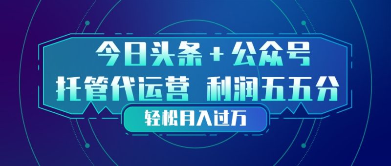 头条加公众号 托管代运营 利润分成模式 轻松月入过万-一人公司创业项目 - 淘金吧