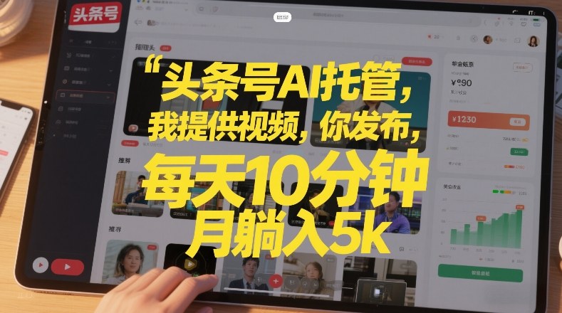 头条号AI托管，我提供视频，你发布，每天10分钟，月躺入5k+【揭秘】-一人公司创业项目 - 淘金吧