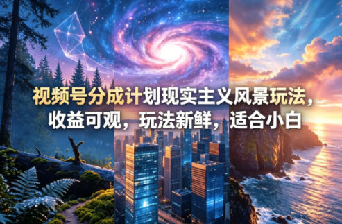 视频号分成计划现实主义风景玩法，收益可观，玩法新鲜，适合小白-一人公司创业项目 - 淘金吧