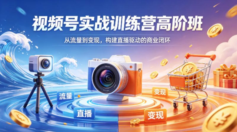 视频号实战训练营高阶班，从流量到变现，构建直播驱动的商业闭环(26年4月)-一人公司创业项目 - 淘金吧