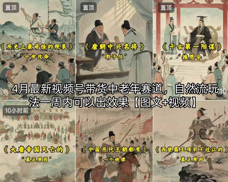 4月最新视频号带货中老年赛道，自然流玩法一周内可以出效果【图文+视频】-一人公司创业项目 - 淘金吧