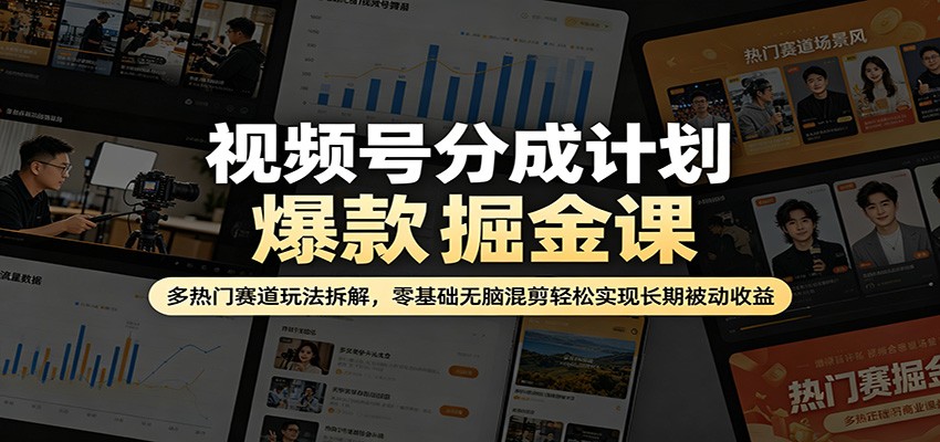 图片[1]-视频号分成计划爆款掘金课：多热门赛道玩法拆解，零基础无脑混剪轻松实现长期被动收益-云创网
