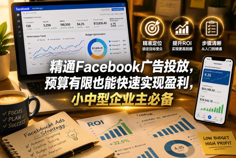 精通Facebook广告投放，预算有限也能快速实现盈利，小中型企业主必备【原创双语字幕】-一人公司创业项目 - 淘金吧