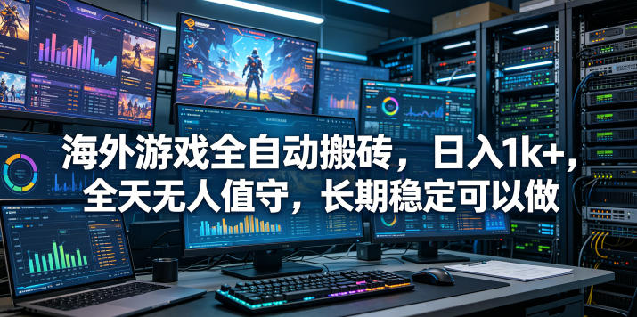 海外游戏全自动搬砖项目，日入1k+，全天无人值守，长期稳定可以做【揭秘】-一人公司创业项目 - 淘金吧
