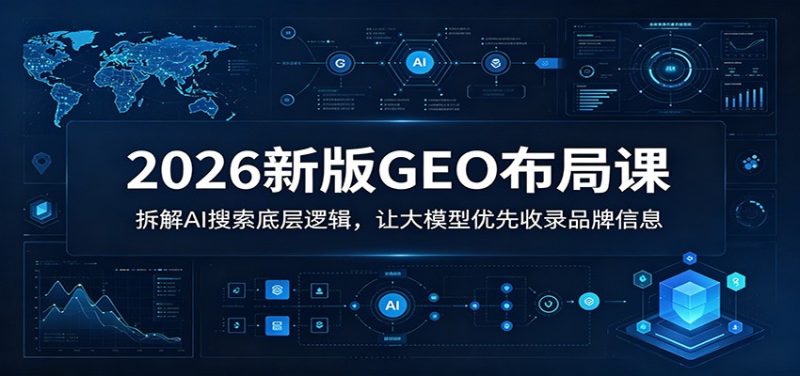 2026新版GEO布局课：拆解AI搜索底层逻辑，让大模型优先收录品牌信息-一人公司创业项目 - 淘金吧