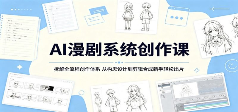 AI漫剧系统创作课：拆解全流程创作体系，从构思设计到剪辑合成新手轻松出片-一人公司创业项目 - 淘金吧