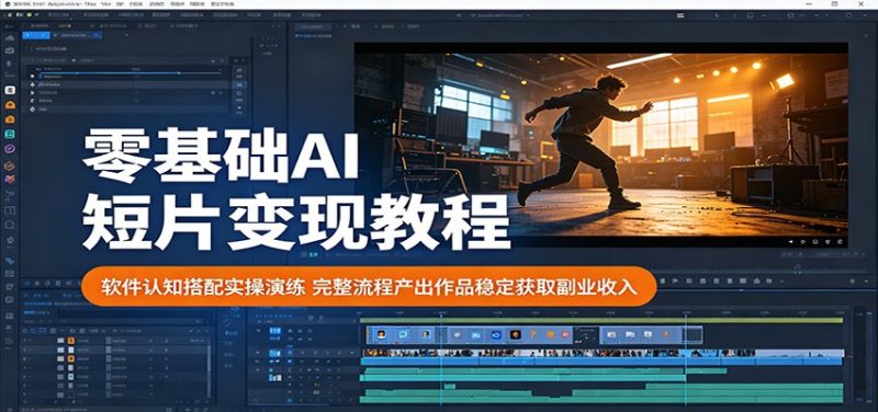 零基础AI短片变现教程：软件认知搭配实操演练，完整流程产出作品稳定获取副业收入-一人公司创业项目 - 淘金吧