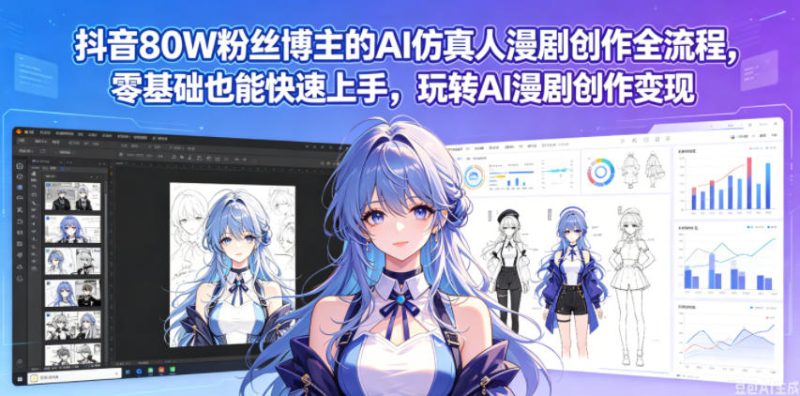 抖音80W粉丝博主的AI仿真人漫剧创作全流程，零基础也能快速上手，玩转AI漫剧创作变现-一人公司创业项目 - 淘金吧