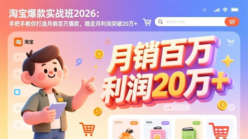 淘宝爆款实战班-2026年3月更新：手把手教你打造月销百万爆款，稳定月利润突破20万+-一人公司创业项目 - 淘金吧