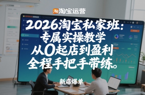 2026淘宝私家班：专属实操教学，从0起店到盈利，全程手把手带练(更新26年2月)-一人公司创业项目 - 淘金吧