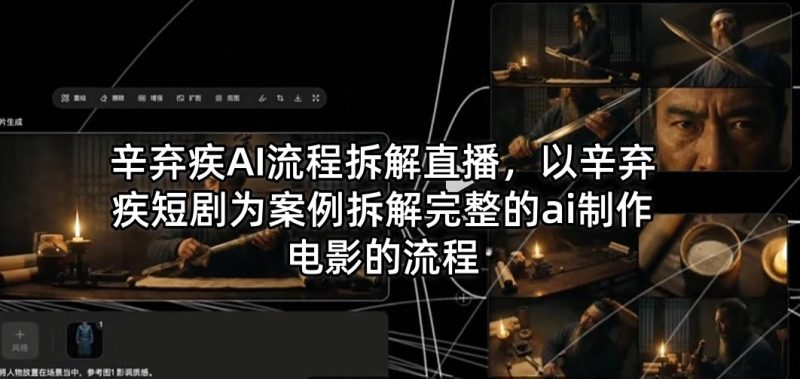 辛弃疾AI流程拆解直播，以辛弃疾短剧为案例拆解完整的ai制作电影的流程-一人公司创业项目 - 淘金吧