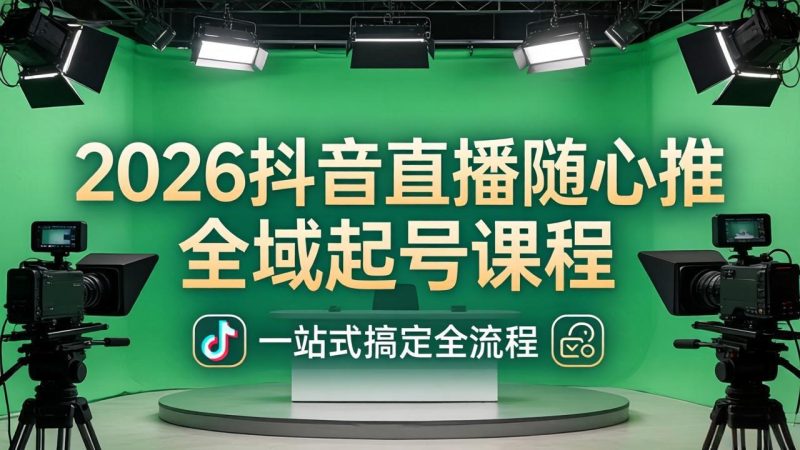 2026抖音直播随心推全域起号课程：一站式搞定直播起号、稳号、放量全流程(更新4月-一人公司创业项目 - 淘金吧