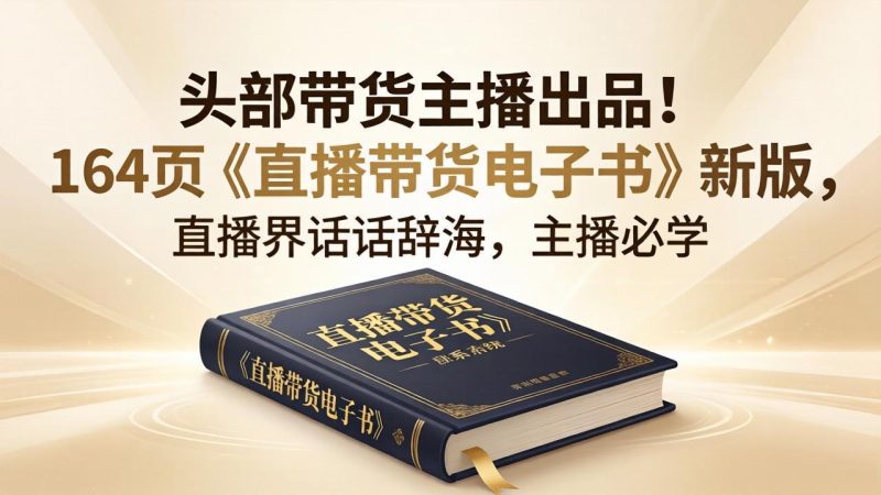 头部带货主播出品！164页《直播带货电子书》新版，直播界话术辞海，主播必学-一人公司创业项目 - 淘金吧