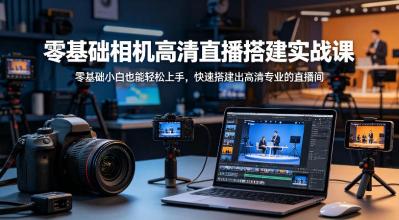 零基础相机高清直播间搭建实战课，小白也能轻松上手，快速搭建出高清专业的直播间-一人公司创业项目 - 淘金吧