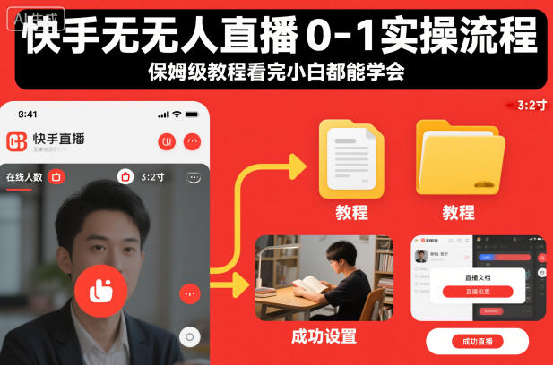 快手无人直播0-1实操流程，保姆级教程看完小白都能学会-一人公司创业项目 - 淘金吧