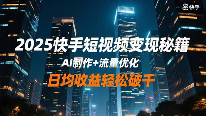 2025快手短视频变现秘籍，AI制作+流量优化，日均收益轻松破千-一人公司创业项目 - 淘金吧