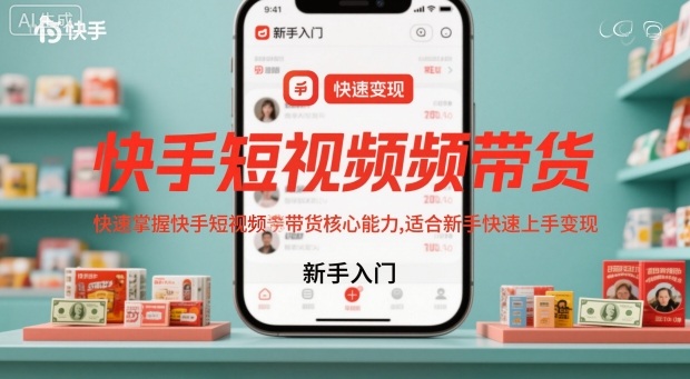 快手短视频带货,快速掌握快手短视频带货核心能力,适合新手快速上手变现-一人公司创业项目 - 淘金吧