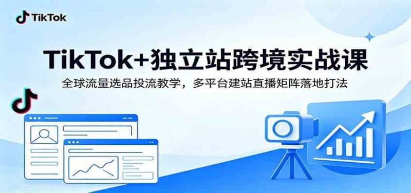 TikTok+独立站跨境实战课：全球流量选品投流教学，多平台建站直播矩阵落地打法-一人公司创业项目 - 淘金吧