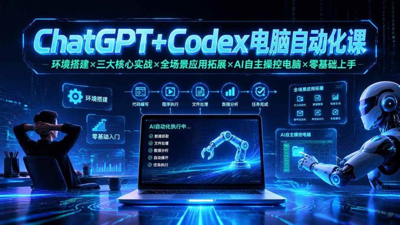 （19583期）ChatGPT+Codex电脑自动化课：环境搭建×三大核心实战×全场景应用拓展×AI自主操控电脑×零基础上手-淘金吧副业资源站