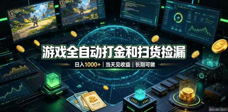 （19647期）游戏全自动打金和扫货捡漏，日入1000+，当天见收益，长期可做！-淘金吧副业资源站