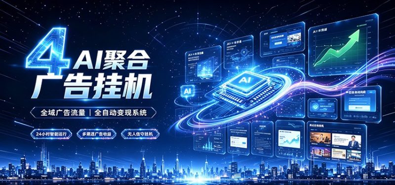 全域广告流量聚合，AI无人挂机稳赚佣金，打造长期稳定被动收入副业-淘金吧副业资源站