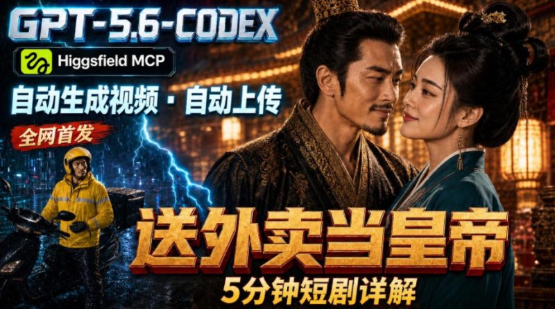 GPT-5.6 Codex+Higgsfield MCP：一条指令生成5分钟短剧并自动上传YouTube（油管）-淘金吧副业资源站