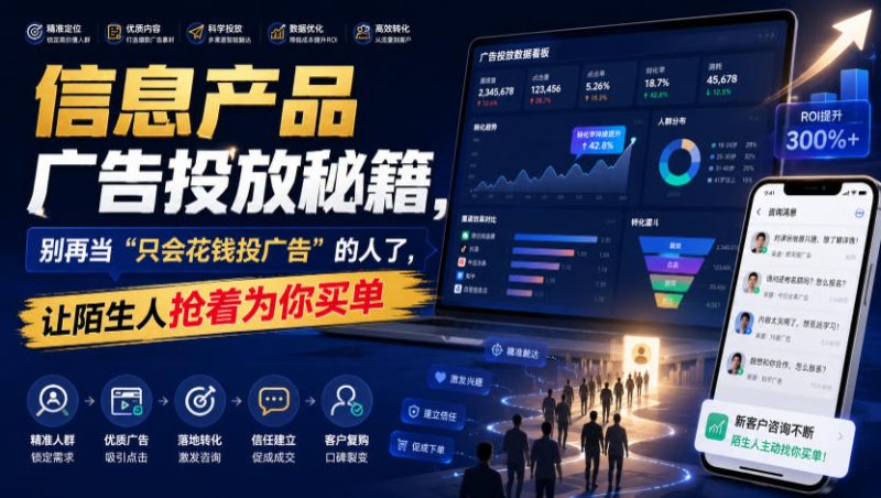 信息产品广告投放秘籍，别再当“只会花钱投广告”的人了，让陌生人抢着为你买单【原创双语字幕】-淘金吧副业资源站