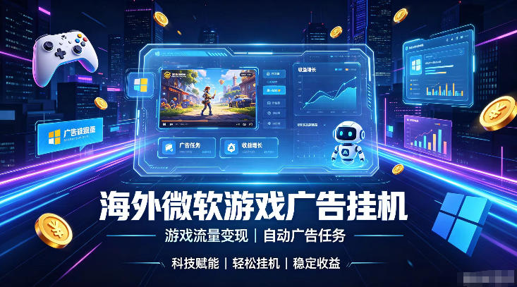 海外游戏广告自动挂G，轻资产海外副业风口，单设备稳定产出500+【揭秘】-淘金吧副业资源站