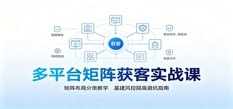 多平台矩阵获客实战课：矩阵布局分类教学，基建风控隔离避坑指南-淘金吧副业资源站