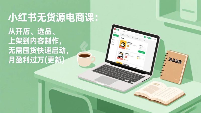 （19512期）小红书无货源电商课(7月更新)：从开店、选品、上架到内容制作，无需囤货快速启动，月盈利过万-淘金吧副业资源站