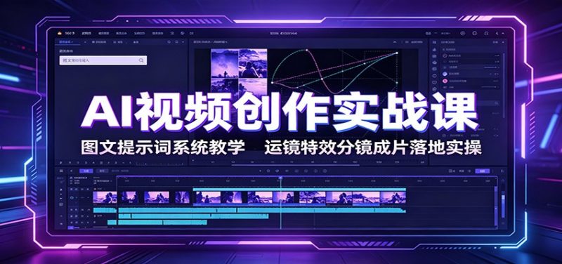 AI视频创作实战课：图文提示词系统教学，运镜特效分镜成片落地实操-淘金吧副业资源站