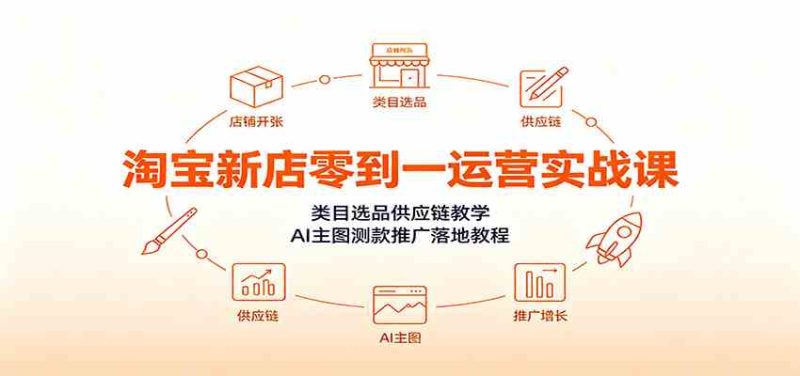 淘宝新店零到一运营实战课：类目选品供应链教学，AI主图测款推广落地教程-淘金吧副业资源站